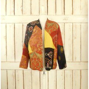 Embroidered patchwork tapestry vintage cardigan jacket